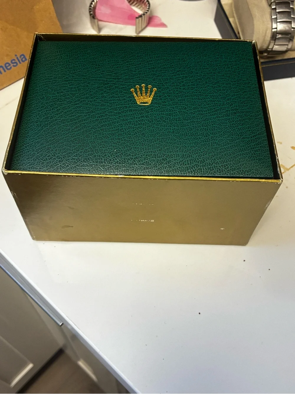 Rolex Oyster Perpetual 18k 35mm Blue Dial Fluted Bezel Watch 1005 W/Box